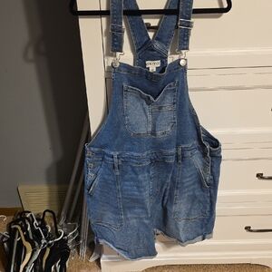 Ava & Viv Blue Denim Shorts Overalls